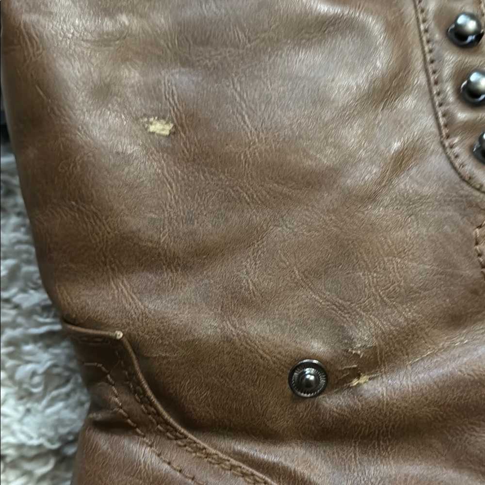 Brown Lace-Up Cottagecore Sherpa Fold Down Combat Ankle Boots - Picture 4 of 11
